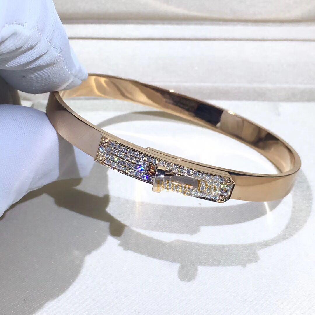 Hermès 18K Rose Gold and Diamond Kelly Bracelet